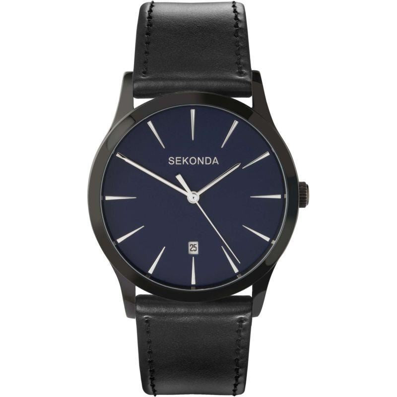 Men’s Blue Dial Watch Black Strap – Minimal Analogue Design